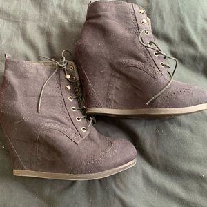 Black wedge booties